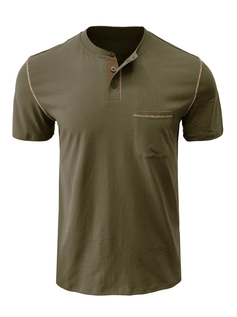 Men's Casual Summer Solid Color Pocket Short Sleeve T-Shirt
