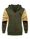 Men's Casual Color Block Long Sleeve Full-Zip Hoodie Zip Sweatshirt