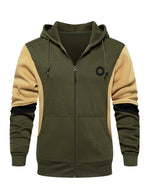 Men's Casual Color Block Long Sleeve Full-Zip Hoodie Zip Sweatshirt