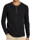 Men's  Solid Color Henry Collar Long Sleeve Casual T-Shirt