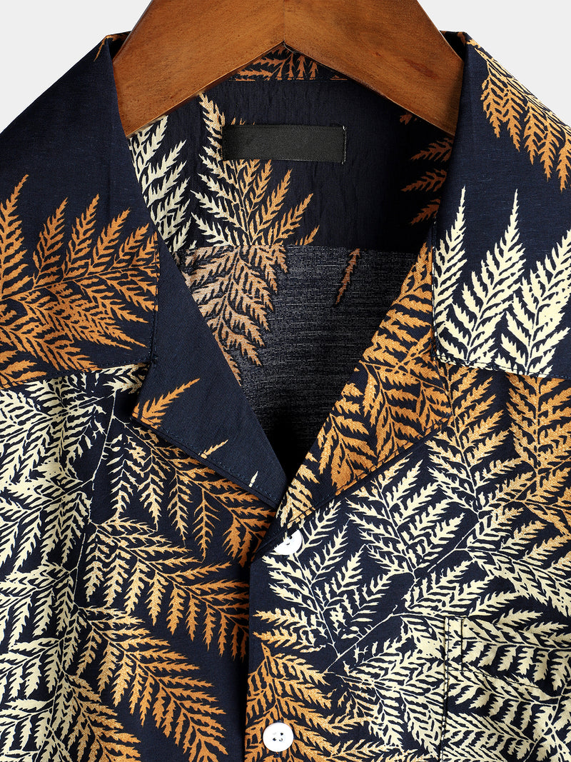 Men's Short Sleeve Chest Pocket Cotton Print Shirt