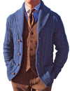 Men's Knit Casual Dark Blue Fall Winter Solid Color Cardigan Sweater