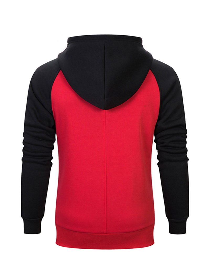 Men's Color Block Long Sleeve Pullover Hoodie With Pocket