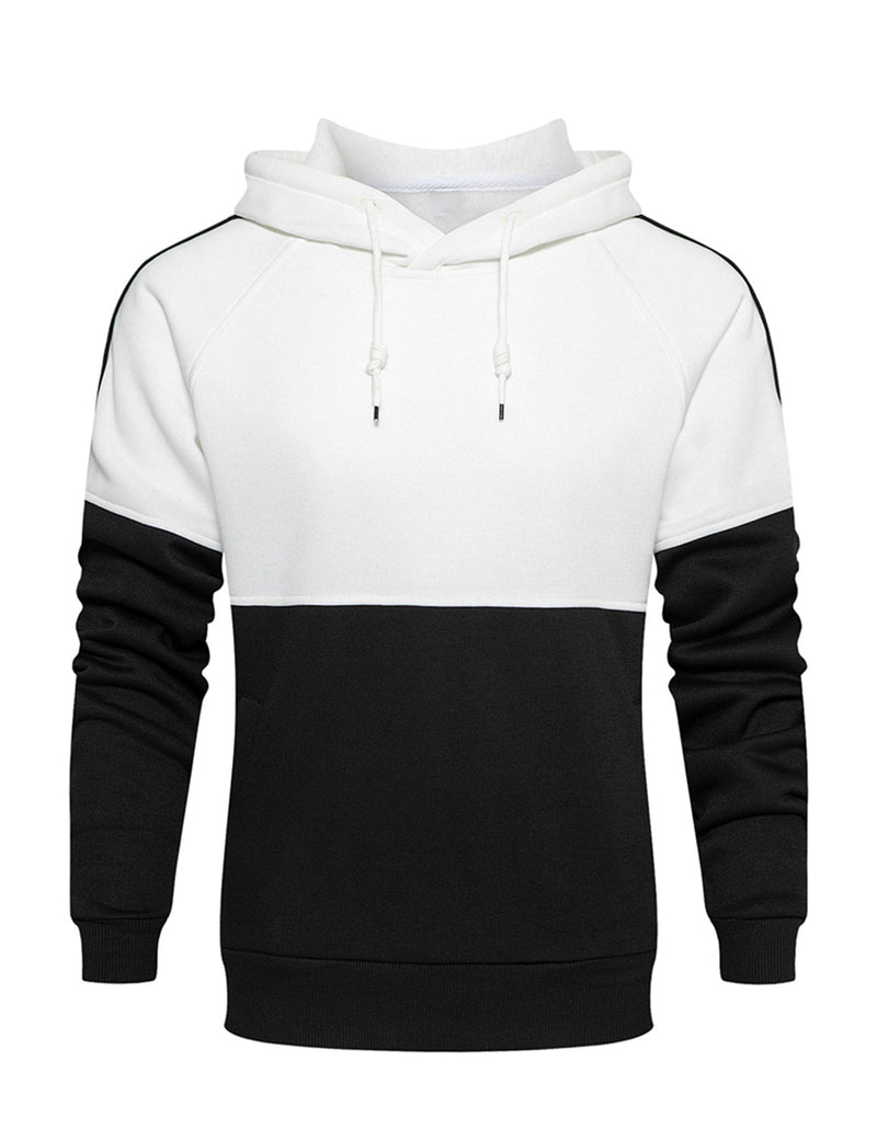 Men's Color Block Outdoor Casual Long Sleeve Pullover Hoodie Sweatshirts