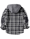 Men's Casual Flannel Lined Long Sleeve Fall Winter Warm Plaid Hooded Shirt Jacket