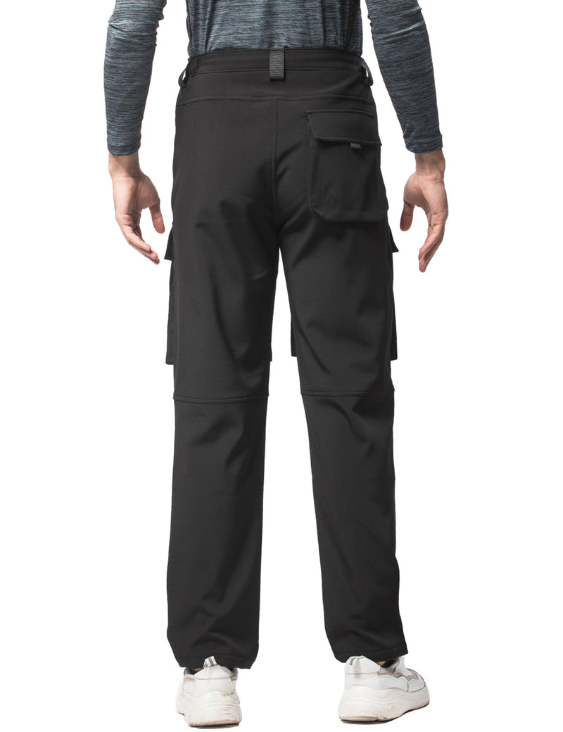 Men's Windproof Thickened Fleece Work Trousers Multi-Pocket Outdoor Sport Cargo Pants