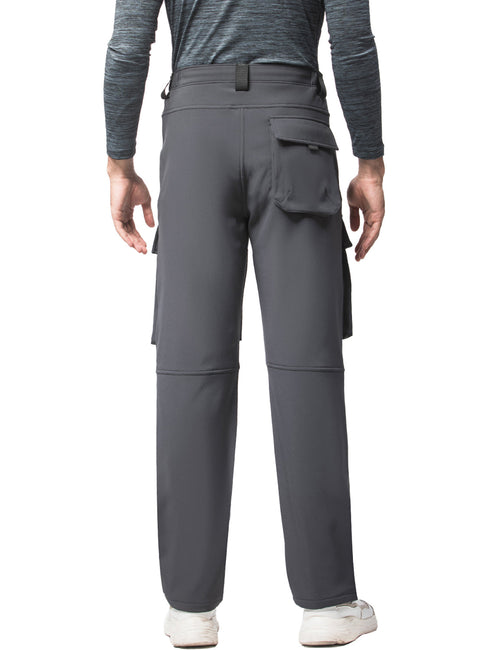 Men's Windproof Thickened Fleece Work Trousers Multi-Pocket Outdoor Sport Cargo Pants
