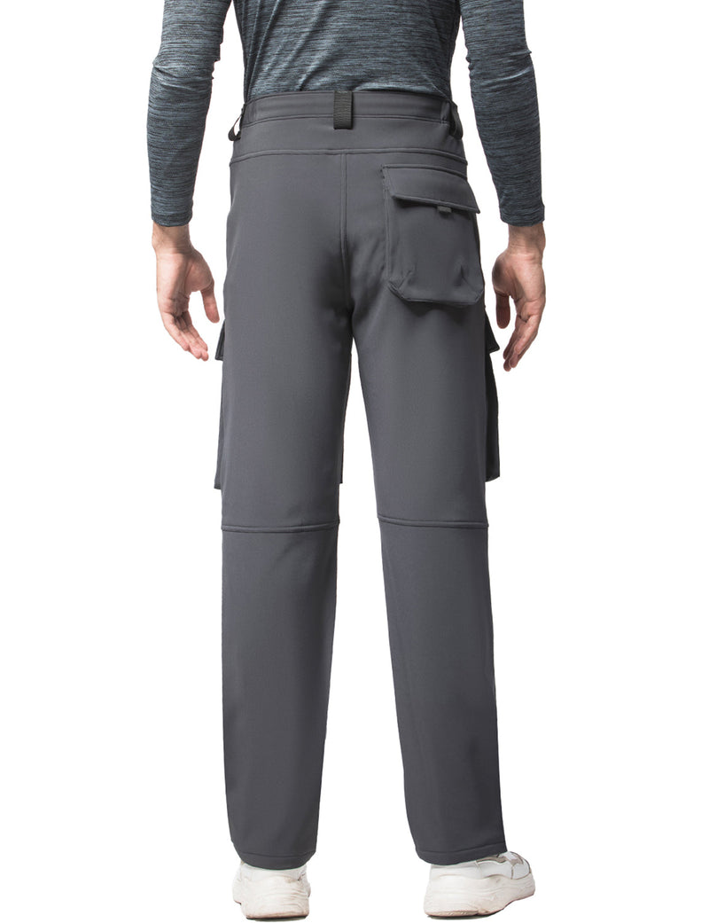 Men's Windproof Thickened Fleece Work Trousers Multi-Pocket Outdoor Sport Cargo Pants