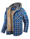 Men's Casual Flannel Lined Long Sleeve Fall Winter Warm Plaid Hooded Shirt Jacket