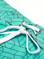 Men's Casual Light Green Flat Waist Hawaiian Shorts Summer Beach Boardshorts