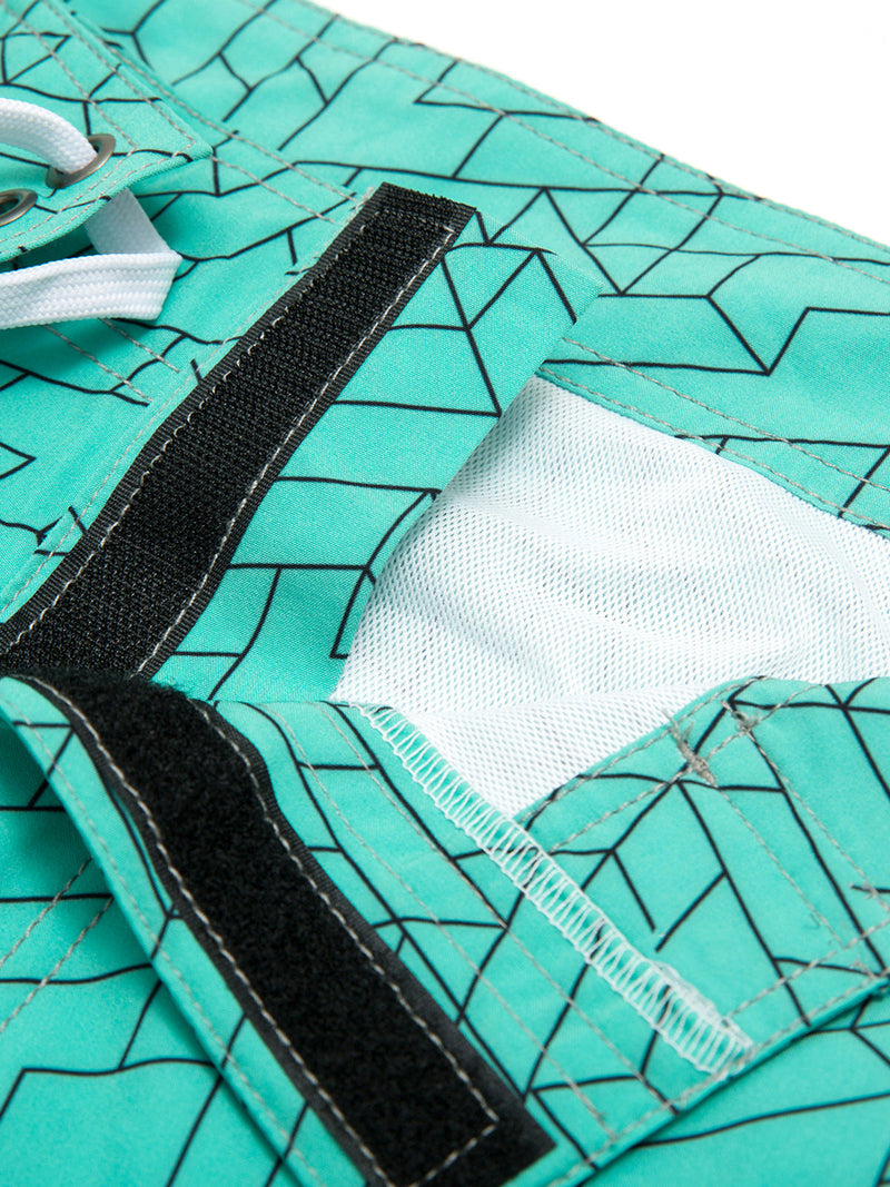 Men's Casual Light Green Flat Waist Hawaiian Shorts Summer Beach Boardshorts