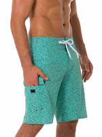 Men's Casual Light Green Flat Waist Hawaiian Shorts Summer Beach Boardshorts