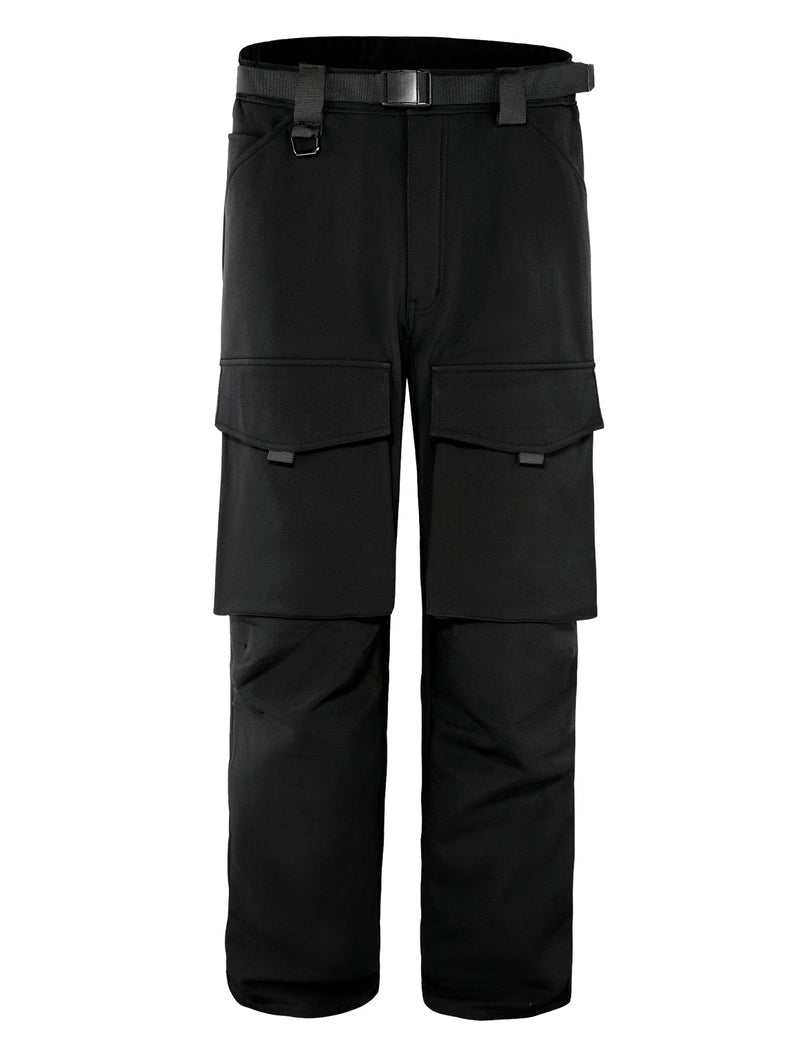 Men's Windproof Thickened Fleece Work Trousers Multi-Pocket Outdoor Sport Cargo Pants