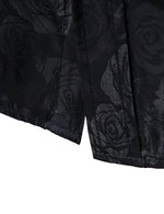 Men's Jacquard Vintage Rose Flower Print Party Prom Long Sleeve Dress Shirt