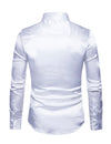 Men's Satin Smooth Button Up Tuxedo Long Sleeve Party Dress Shirt