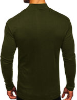 Men's Casual High-Neck Solid Color Long Sleeve T-shirt