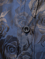 Men's Jacquard Vintage Rose Flower Print Party Prom Long Sleeve Dress Shirt