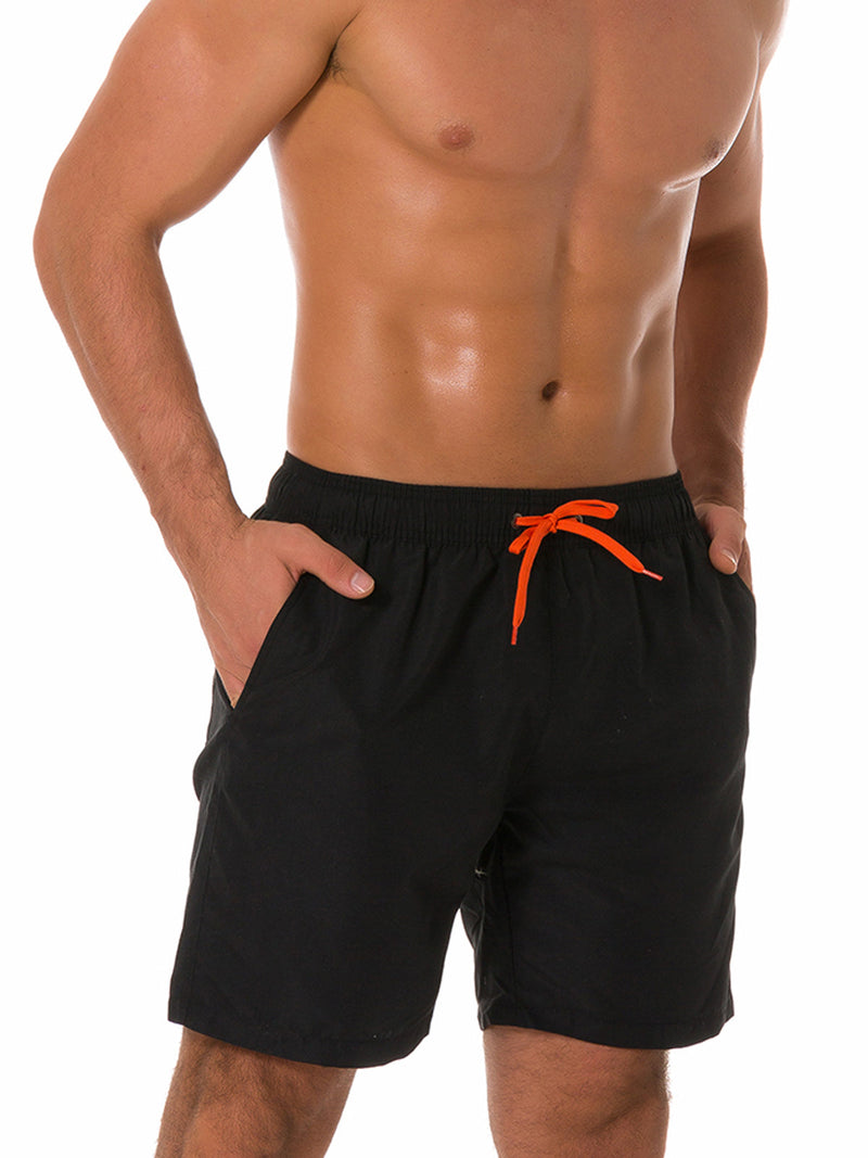 Men's Casual Summer Solid Color Beach Shorts Swimming Trunks
