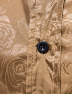 Men's Jacquard Vintage Rose Flower Print Party Prom Long Sleeve Dress Shirt
