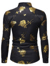 Men's Rose Print Casual Long Sleeve Shirts