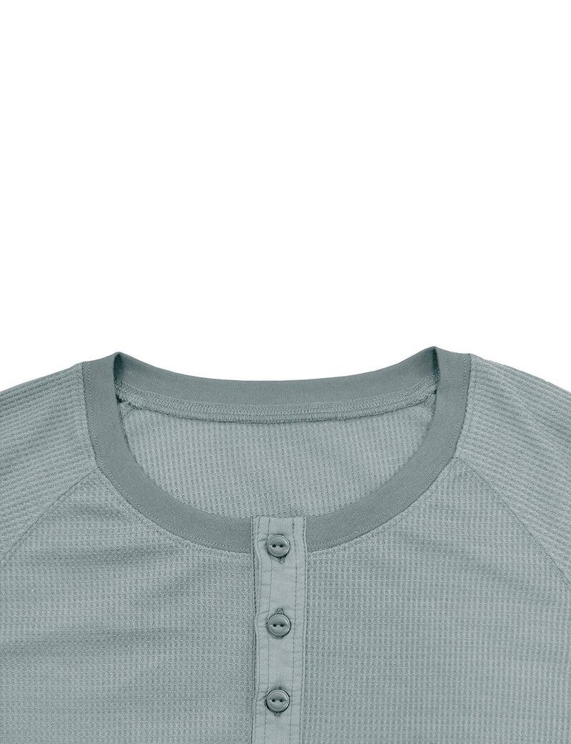 Men's  Solid Color Henry Collar Long Sleeve Casual T-Shirt