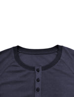 Men's  Solid Color Henry Collar Long Sleeve Casual T-Shirt