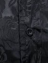 Men's Jacquard Vintage Rose Flower Print Party Prom Long Sleeve Dress Shirt