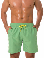 Men's Casual Summer Solid Color Beach Shorts Swimming Trunks