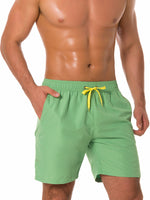 Men's Casual Summer Solid Color Beach Shorts Swimming Trunks