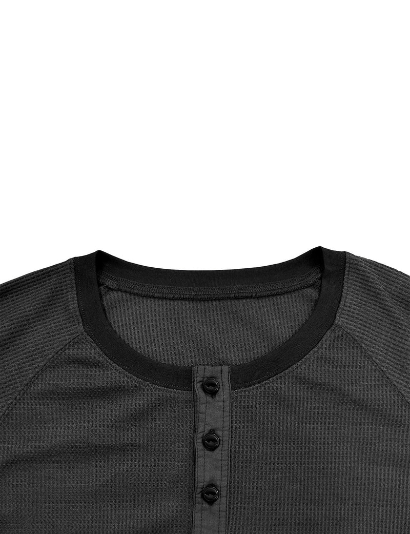 Men's  Solid Color Henry Collar Long Sleeve Casual T-Shirt