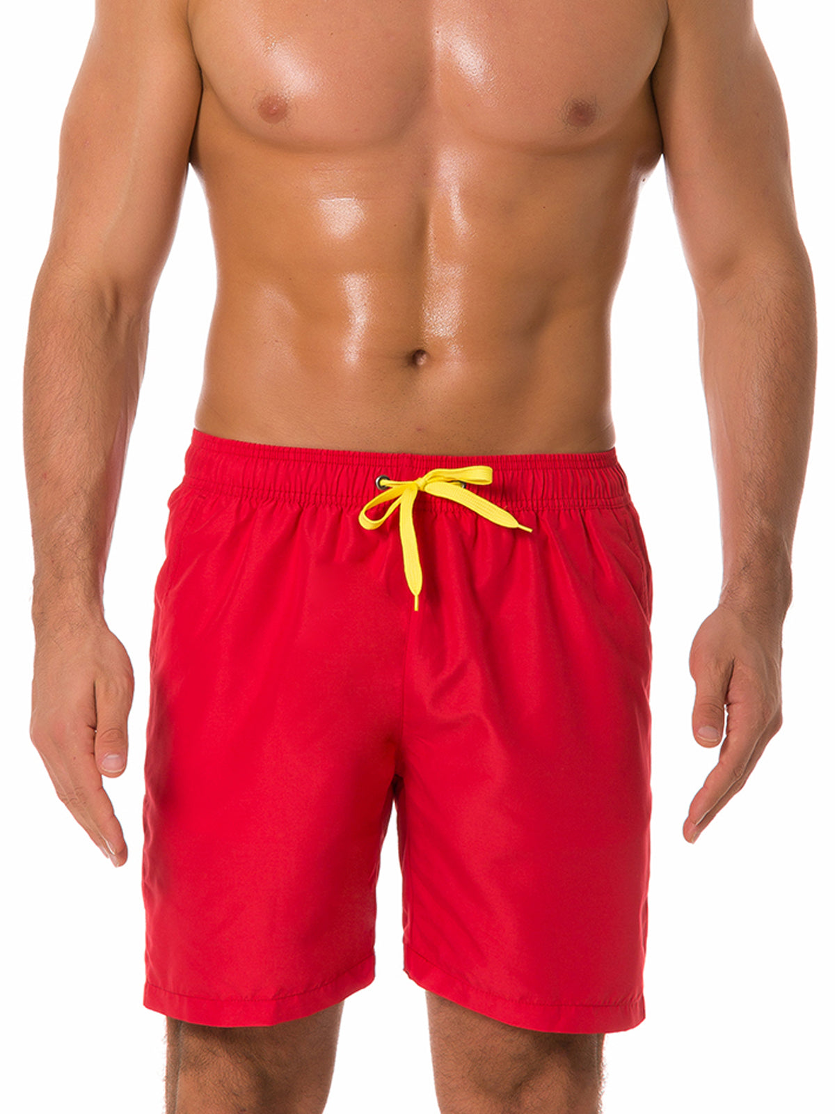 Men's Casual Summer Solid Color Beach Shorts Swimming Trunks