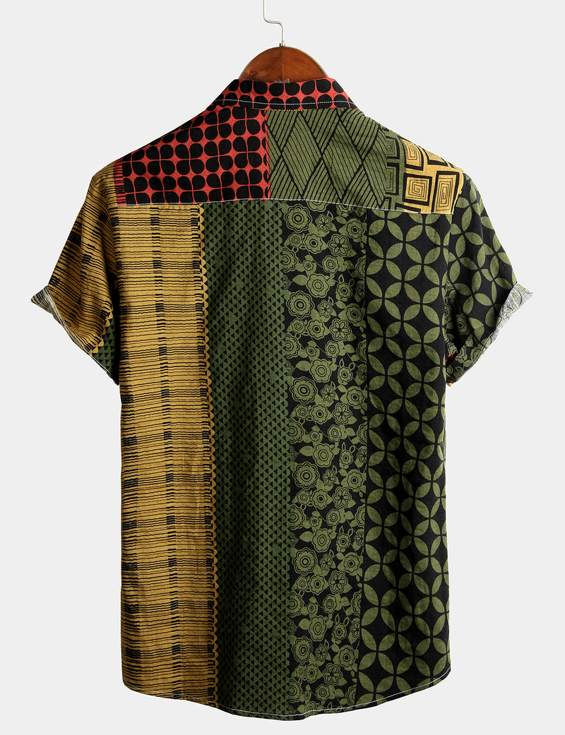 Men's Retro Short Sleeve Cotton Dots Shirt
