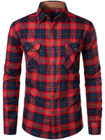 Men's Button Up Regular Fit Long Sleeve Plaid Flannel Casual Shirts