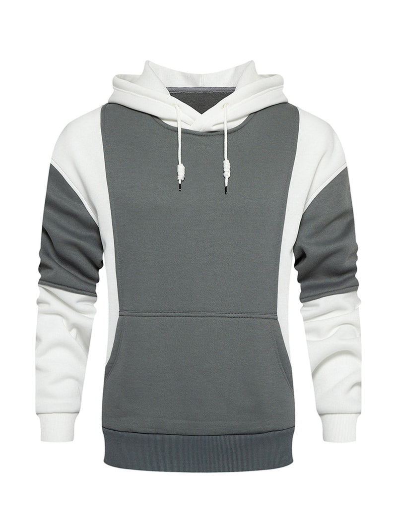 Men's Color Block Long Sleeve Outdoor Pullover Hoodie Sweatshirts