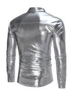 Men's Party Nightclub Button Up Cool Leather Long Sleeve Shirt