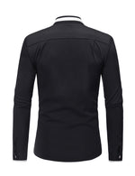 Men's Stand Collar Long Sleeve Button Up Slim Fit Casual Shirt