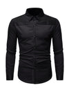 Men's Solid Color Casual Tuxedo Banquet Long Sleeve Dress Shirt