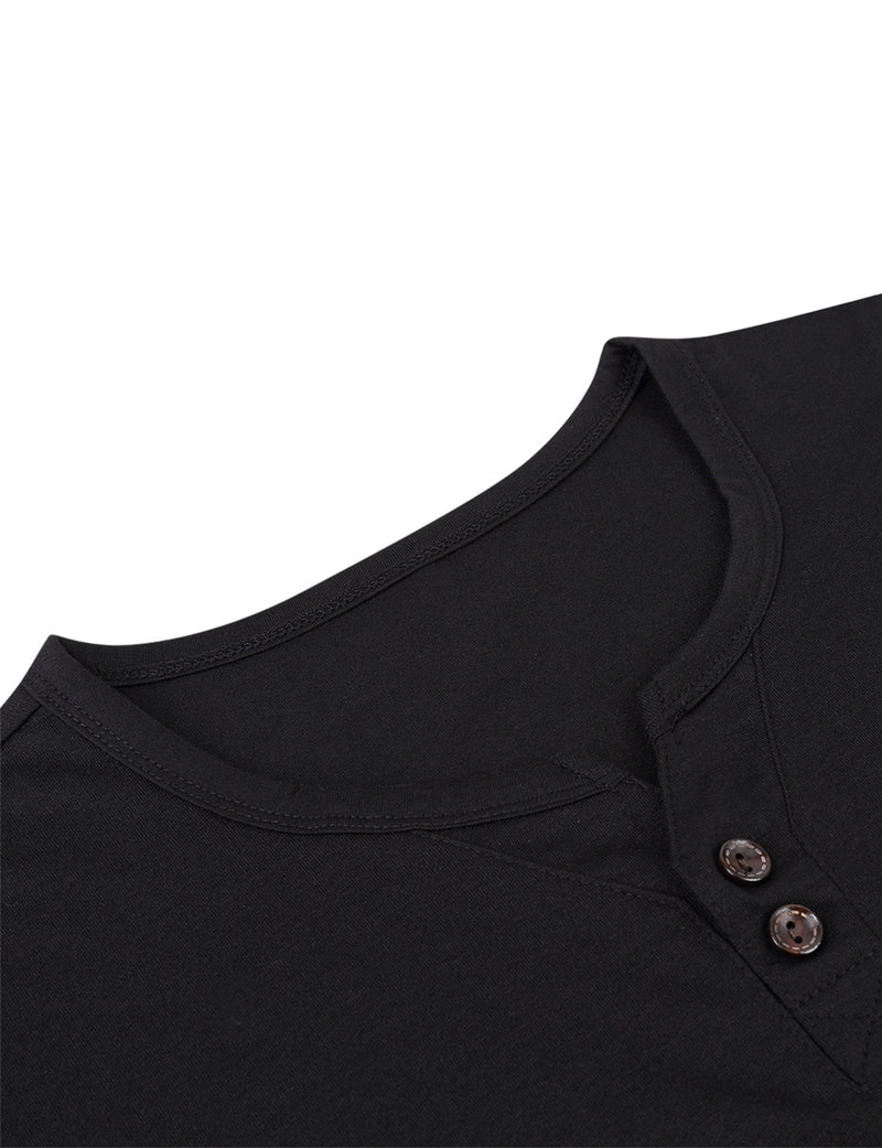Men's Casual Solid Color Short Sleeve Henley T-shirt