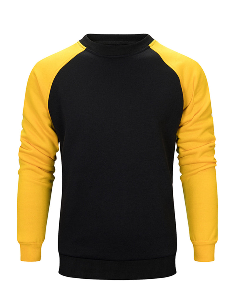 Men's Casual Color Block Round Long Sleeve Sweatshirt