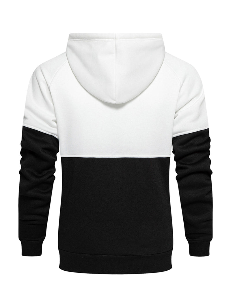 Men's Color Block Outdoor Casual Long Sleeve Pullover Hoodie Sweatshirts