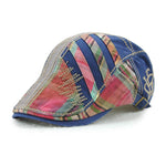Men's cotton adjustable casual embroidered plaid fashion cap