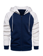 Men's Color Block Long Sleeve Casual Fall Winter Full-Zip Hoodie Zip Sweatshirt
