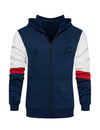 Men's Casual Color Block Long Sleeve Full-Zip Hoodie Zip Sweatshirt