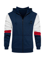 Men's Casual Color Block Long Sleeve Full-Zip Hoodie Zip Sweatshirt