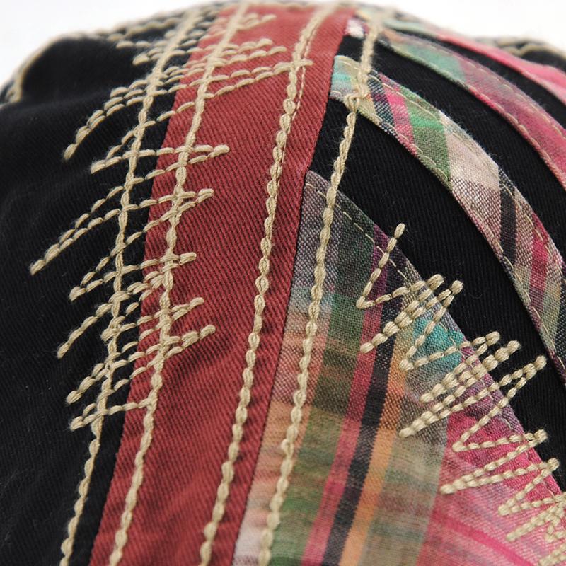 Men's cotton adjustable casual embroidered plaid fashion cap