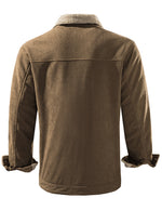Men's Casual Corduroy Jacket Lapel Solid Sherpa Lined Warm Fall Winter Coat