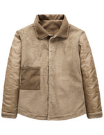 Men's Casual Corduroy Jacket Lapel Solid Sherpa Lined Warm Fall Winter Coat