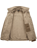 Men's Casual Corduroy Jacket Lapel Solid Sherpa Lined Warm Fall Winter Coat