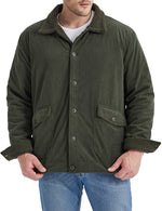 Men's Casual Corduroy Jacket Lapel Solid Sherpa Lined Warm Fall Winter Coat