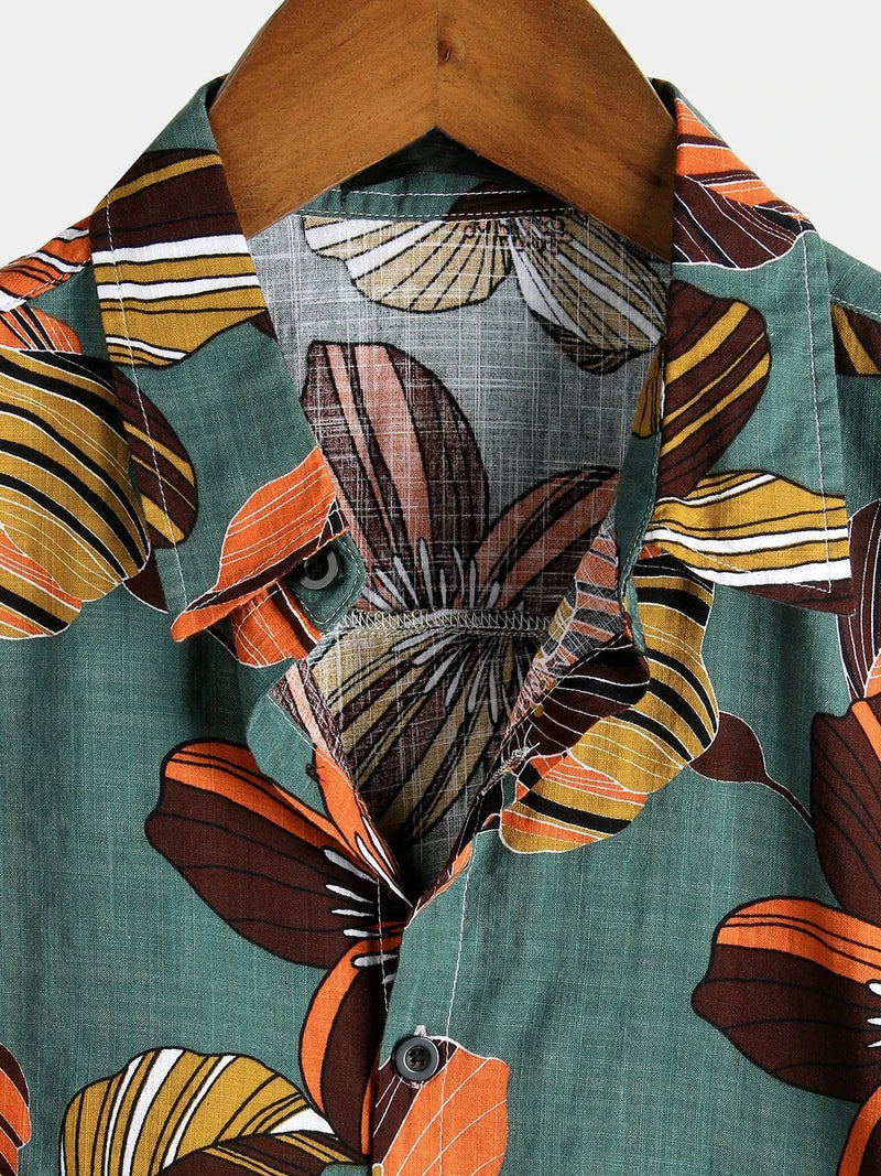 Men's Floral Cotton Tropical Hawaiian Summer Shirt